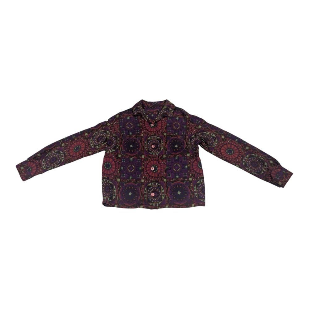 RARE Hans Hermann 60s-70s Women's Psychedelic Long Sleeve Button-up Sz S-M